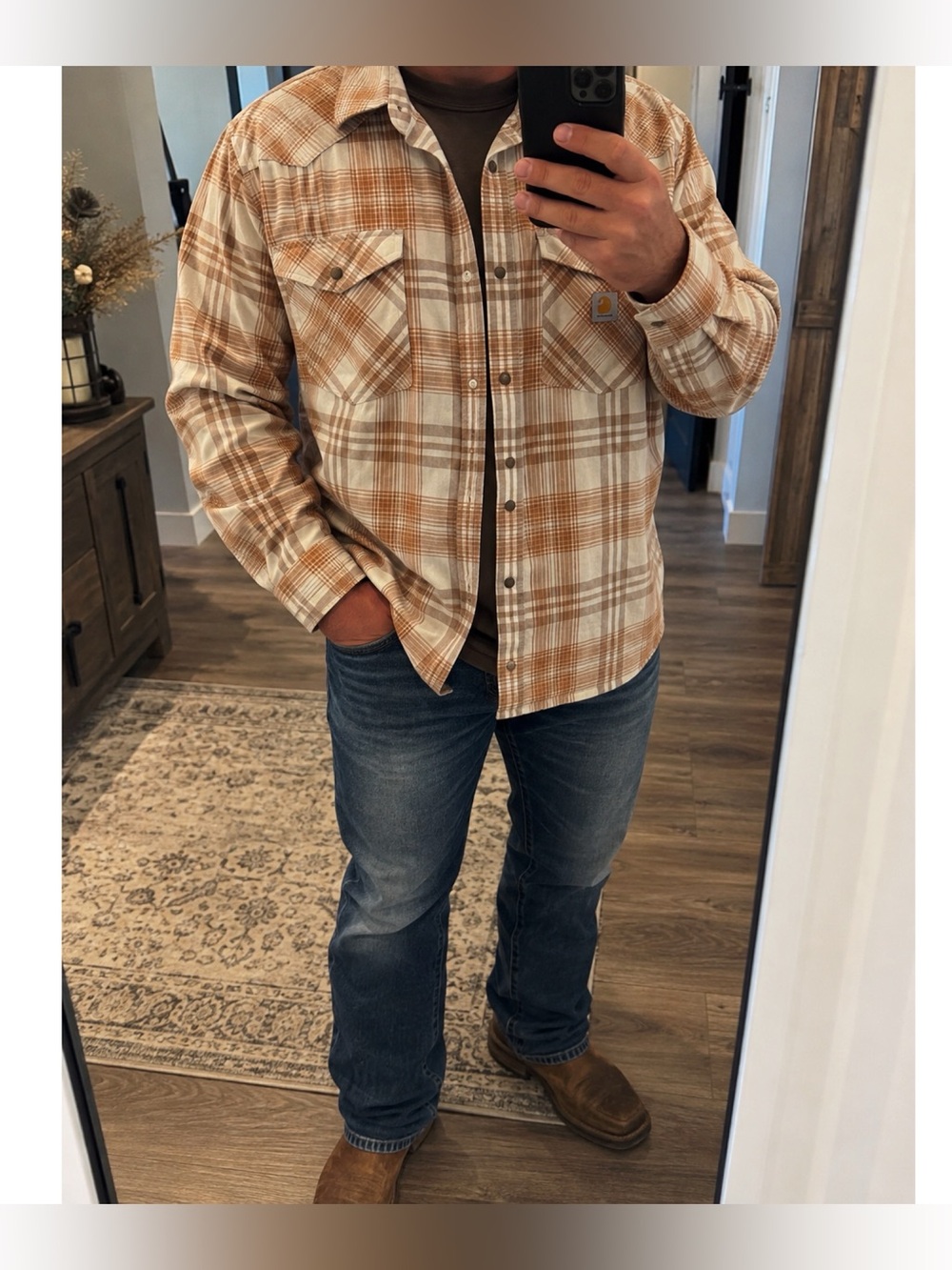 CARHARTT Men’s Plaid Flannel Top Large